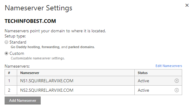 godaddy-nameserver-setting